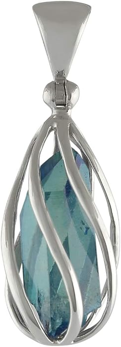 Starborn Gemstone teardrop Style Cage Pendant Sterling Silver