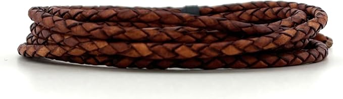 3mm Braided Leather Cord for Jewelry Making, Bracelets, Necklaces & Bolo Ties – Top Grain Leather, Flexible, Durable & Soft