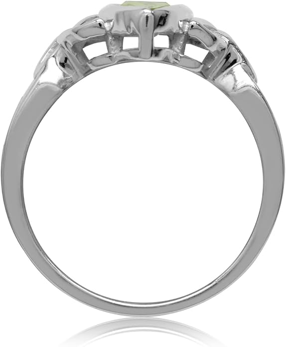 Silvershake Genuine Gemstone 925 Sterling Silver Triquetra Celtic Knot Solitaire Ring