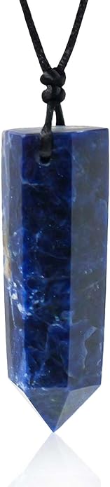 Runyangshi Healing Crystal Pendants, Single Pointed Natural Crystal Quartz Necklace 6 Faceted Chakra Crystal Wand Stone Reiki Energy