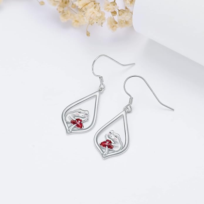 WINNICACA Sterling Silver Dangle Drop Earrings for Women Mom Flower Leverback Earrings Jewelry Christmas Anniversary Birthday Gifts