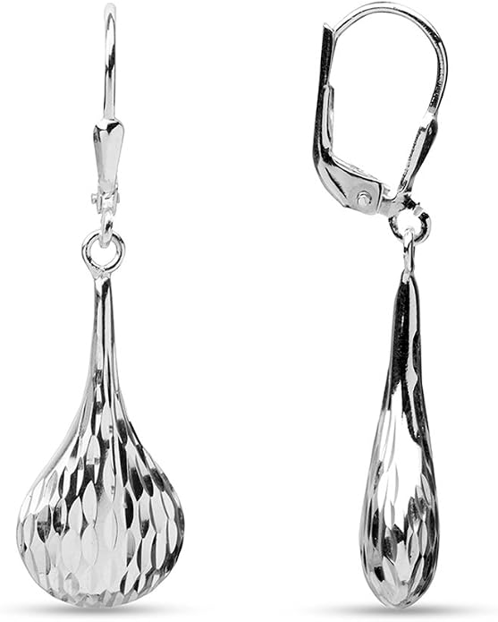 LeCalla 925 Sterling Silver Leverback Drop Earrings Lightweight Bohemia Teardrop Drop Dangle Earring for Women