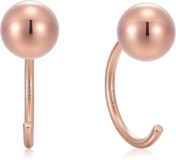 CHIC & ARTSY 925 Sterling Silver Half Hoop Earrings for Women, Small Huggie Hoops Set with Ball Bar Star Moon Cross & Pearl, Lightweight Comfort Fit Everyday & Sleep Earrings