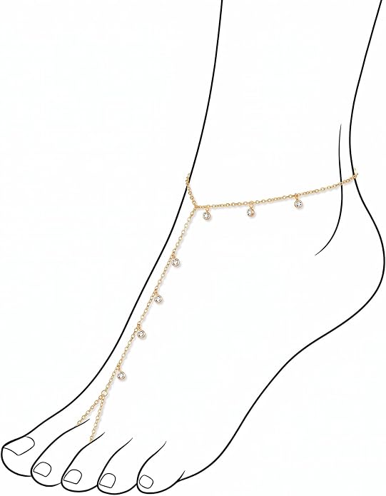 Dainty Anklet for Women Trendy Boho Waterproof Link Chain Gold Pearl CZ Stainless Steel Ankle Chain Adjustable Foot Minimalist Summer Jewelry Gift for Women