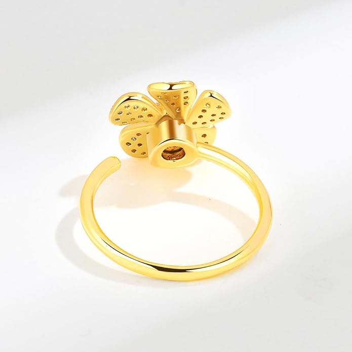 Fidget Ring Anxiety Spinner Ring Open Adjustable Sunflower Star Moon Windmill Butterfly Rings Daisy Stress Relieving Fidget Women Cubic Zirconia Anti Stress Mood Rotate Inspirations Jewelry