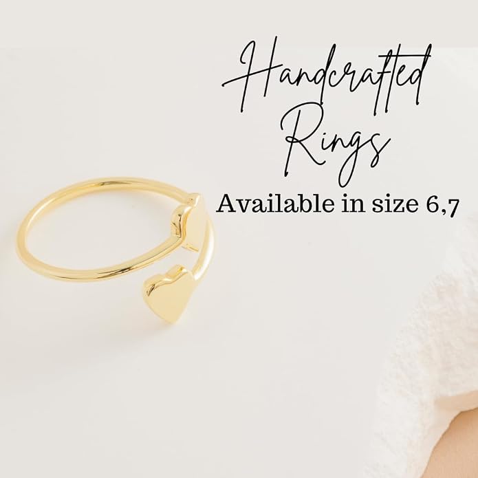 18k Gold Plated Simple Minimalist Heart Adjustable Stackable Halo Ring Band for Women Valentines Day Gifts for Her Comes with a Gift Box