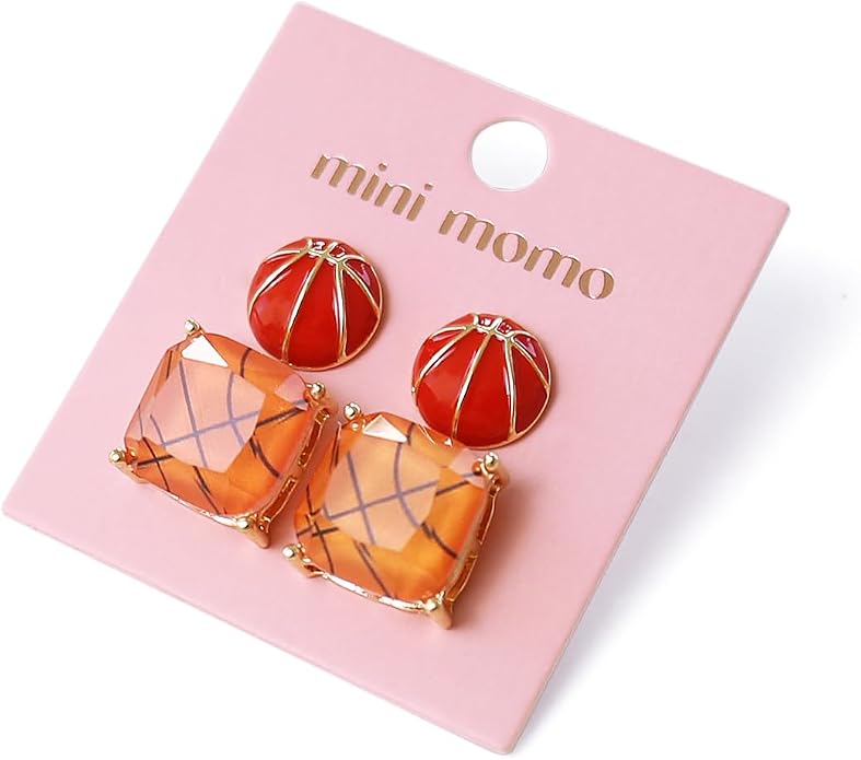 Sports Earring Set for Women Multi Pairs Assorted Multipack - Stud Earrings Jewelry Gift for Sports Mom Football, Baseball, Basketball, Soccer Team