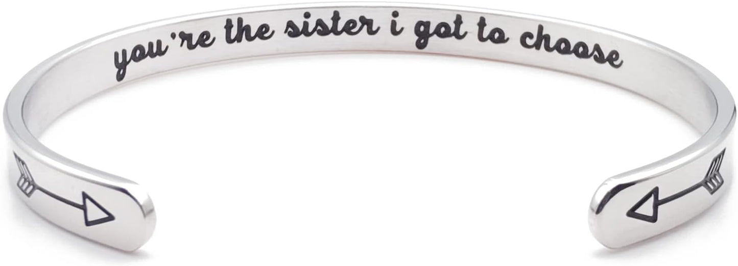 Dczosily Inspirational Bracelets for Women Stainless Steel Cuff Bracelet Engraved Jewelry Motivational Bangles Personalized Gifts for Best Friend/Mom