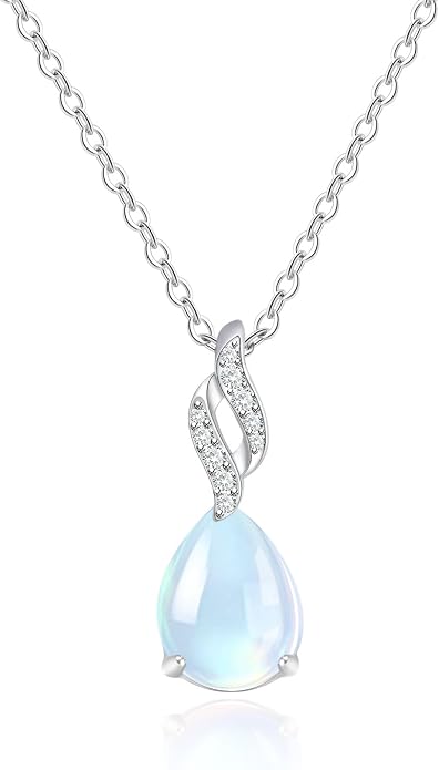 925 Sterling Silver Moonstone Necklace New Beginnings, Graduation Gifts, Created Moonstone Jewelry June Birthstone Necklace for Women, Inspirational Birthday Graduation Gifts for Friend Sister Daughter Mom