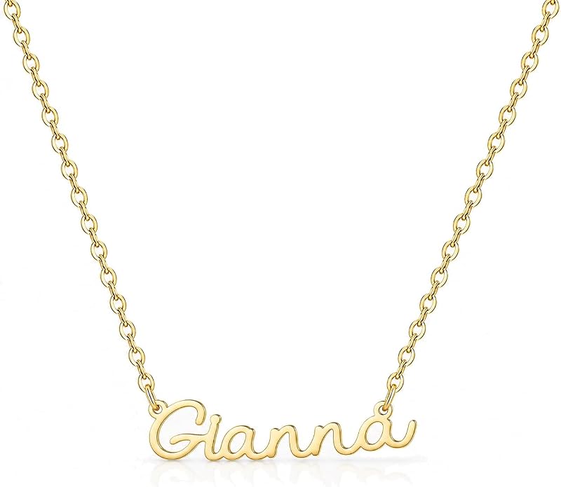 MOMOL 18K Gold Plated Stainless Steel Name Necklace Personalized Custom Name Necklace Customized Nameplate Necklace for women