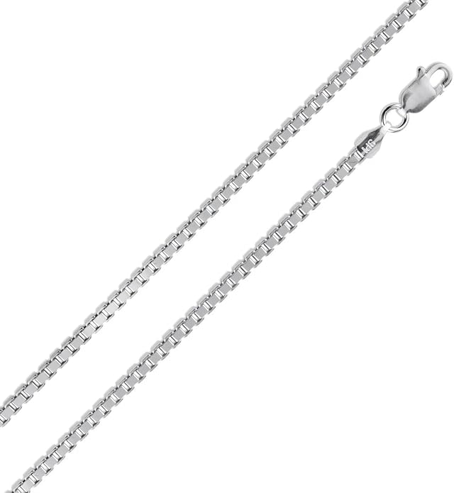 925 Sterling Silver Italian Box Chain Necklace - Secure Clasp, Perfect for Layering - Durable Necklace & Bracelet Chains for Everyday & Special Occasions