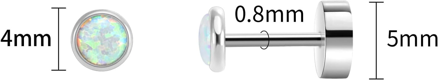 Titanium Earrings for Women Stud Earrings Cubic Zirconia Dainty Screw Flat Back Hypoallergenic Earrings for Women for Multiple Cartilage Helix Conch Tragus Piercing Jewelry for Sensitive Ears