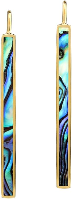 Silvershake Long Stone Inlay White Gold Plated or Yellow Gold Plated 925 Sterling Silver Linear Threader Earrings Jewelry for Women
