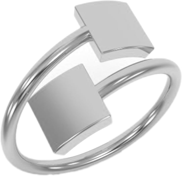 18k Gold Plated Simple Minimalist Square Adjustable Stackable Halo Ring Band for Women Valentines Day Gifts for Her Comes with a Gift Box