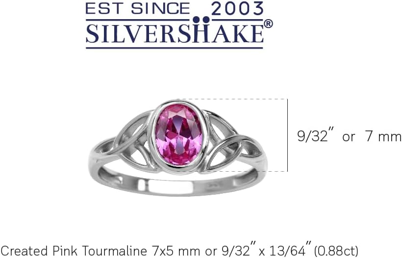 Silvershake 7x5MM Oval Shape Birthstone Gemstone White Gold Plated or 18K Yellow Gold Plated 925 Sterling Silver Triquetra Trinity Celtic Knot Solitaire Ring Jewelry for Women