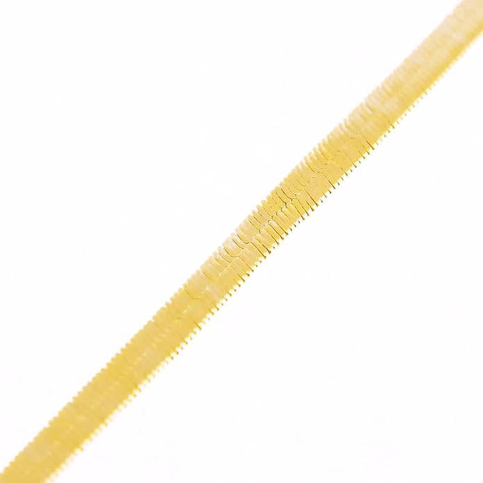 Men's Women's Flat Flexible Shine Herringbone Chain Necklace 14kt Gold Plated sized 20"