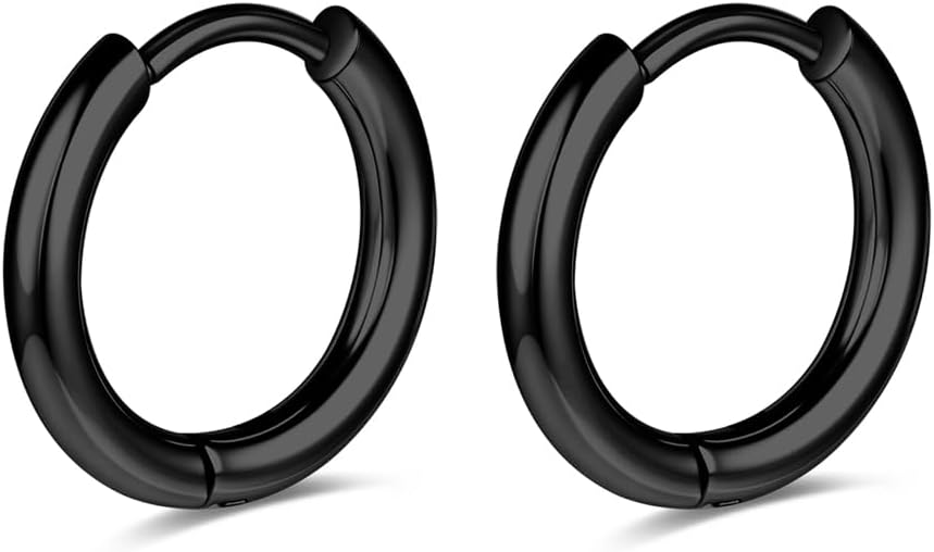 AOEDEJ G23 Titanium Black/Steel Gray/Gold Hoop Earrings 18G Small Huggie Hoop Earrings 8mm/10mm/12mm Cartilage for Sensitive Ears for Multiple Piercing Cartilage Hoop Earring Stack Jewelry