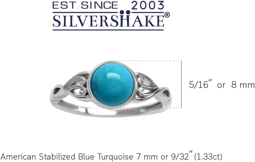 Silvershake 7MM Genuine Round Shape Gemstones White Gold Plated or Yellow Gold Plated 925 Sterling Silver Victorian Style Solitaire Ring Jewelry for Women
