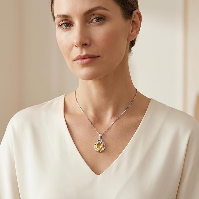 Teardrop Moonstone Necklace for Women Tree of Life/Filigree Birthstone Pendant Necklace Jewelry