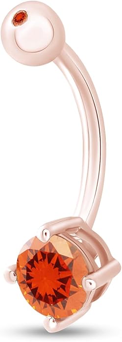 AFFY Round Shape Body Piercing Curved Barbells, Floating Navel Belly Piercing Button Premium Surgical Steel Ring in 14K Gold Over Sterling Silver