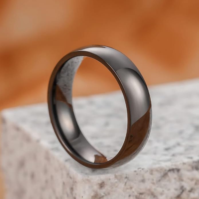 THREE KEYS JEWELRY 2mm 4mm 6mm 8mm Titanium Wedding Band for Men Women, Classic Domed & Step Edge High Polished Comfort Fit Anniversary Ring, Size 4-15