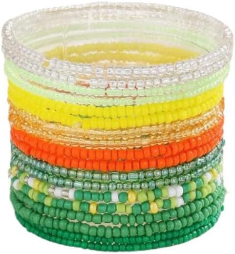Boho Stackable Seed Beaded Bracelets for Women 18-20Pcs Colorful Handmade Multilayered Rice Bead Bracelet Set Summer Beach Bohemian Jewelry Gift
