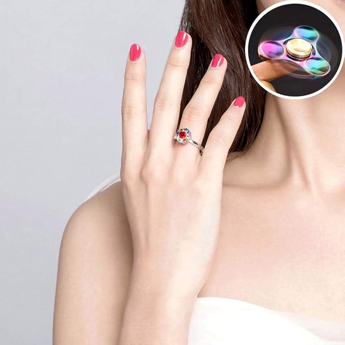 Fidget Rings for Anxiety, Womens Focus Spinner Ring, Discreet Boredom Relieving Ring Stacking Finger Promise Engagement Gift