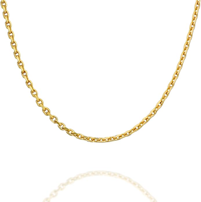 PAVOI 22K Gold Plated Chain Necklace For Women | Italian Solid 925 Sterling Silver Necklace for Men | Cuban Link, Rope, Snake & Rope Diamond-Cut Herringbone | Trendy Unisex Jewelry