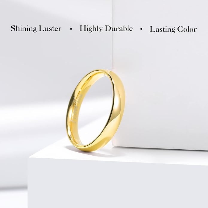King Will 316L Stainless Steel Wedding Band for Men Women-2-8mm Width Wedding Ring in Black/Sliver/Gold Plated Laser I Love You High Polished Dome Style Promise Ring Comfort Fit Size 4-15