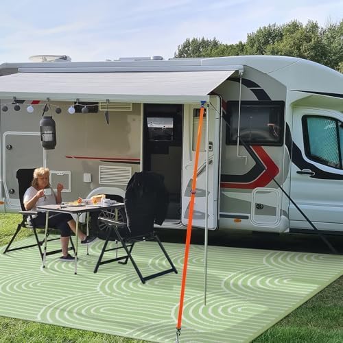 Lahome Large Outdoor Rugs for Patio 9x12,Rv Rugs for Outsides Camper Waterproof, Portable Plastic Straw Proch Carpet for Backyard Under Awning(Green,9'x12')