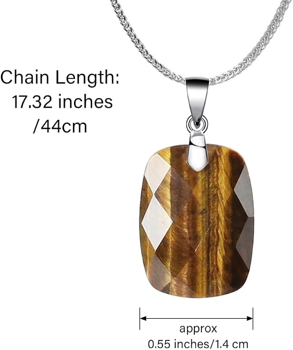 iSTONE 925 Sterling Silver Natural Crytral for Womens Pendant Necklace, Gemstone Birthstone with 17.8" Silver Chain Ladies