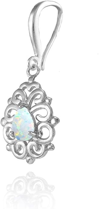 Sterling Silver Genuine, Simulated, or Created Gemstone 6x4mm Teardrop Filigree Dainty Dangle Earrings
