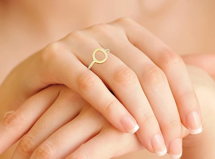 Miabella 925 Sterling Silver or 18K Gold Plated Open Circle Ring for Women Made in Italy