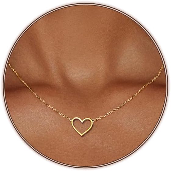 Airmb Heart Necklace for Women Gold/Silver Plated Trendy Heart Choker Lover Pendant Hypoallergenic Fashion Gold/Silver Necklace for Women Love Jewelry Gift for Women Girlfriend