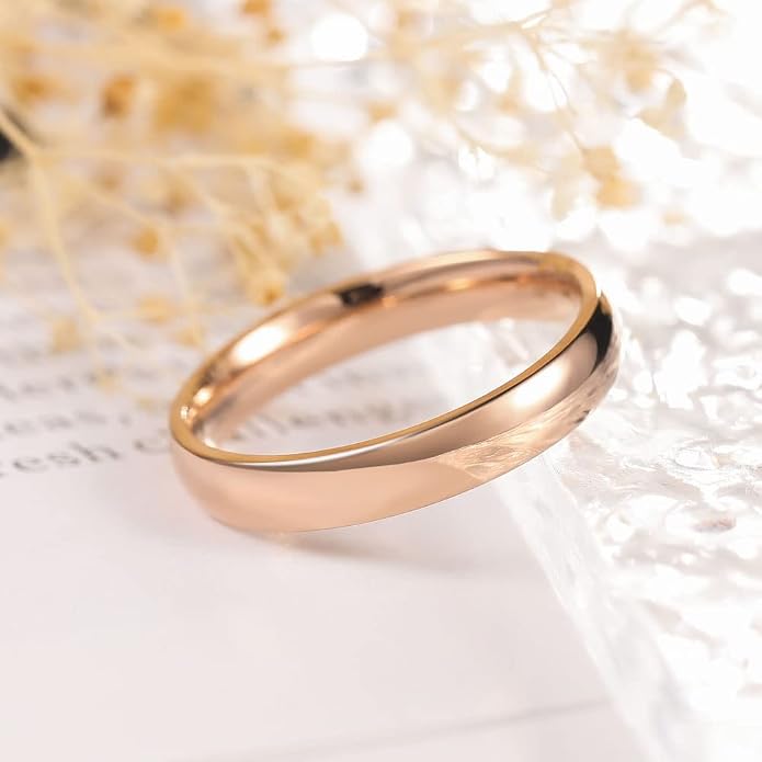 THREE KEYS JEWELRY 2mm 4mm 6mm 8mm Titanium Wedding Band for Men Women, Classic Domed & Step Edge High Polished Comfort Fit Anniversary Ring, Size 4-15