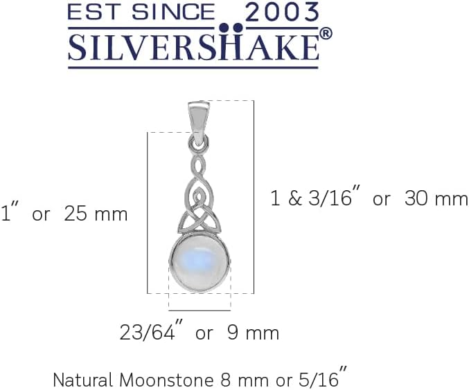 Silvershake 8MM Round Shape Gemstone White Gold Plated or Yellow Gold Plated 925 Sterling Silver Triquetra Celtic Knot Pendant or Pendant with 18 Inches Chain Necklace Jewelry for Women