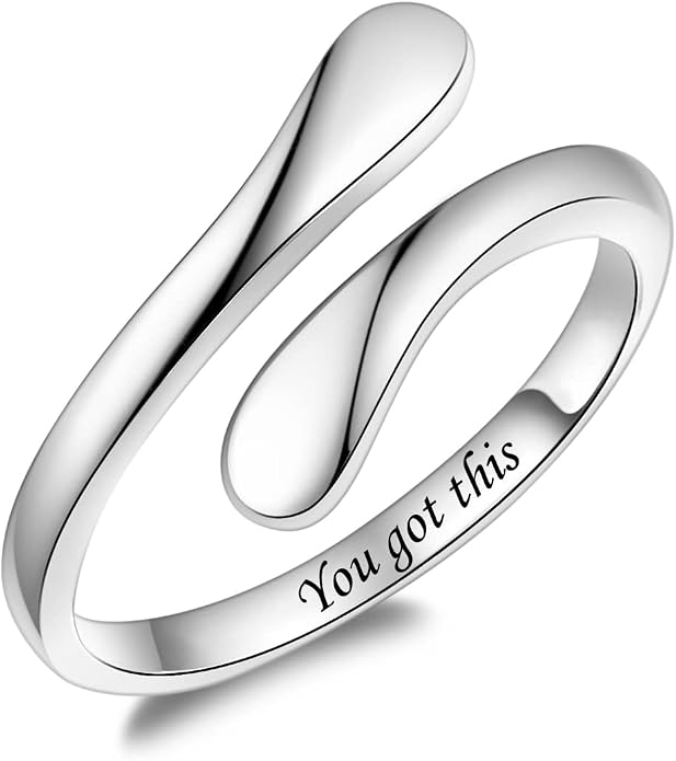 Fookduoduo 925 Sterling Silver Ring Inspirational Jewelry adjustable Wrap Open Rings for Women
