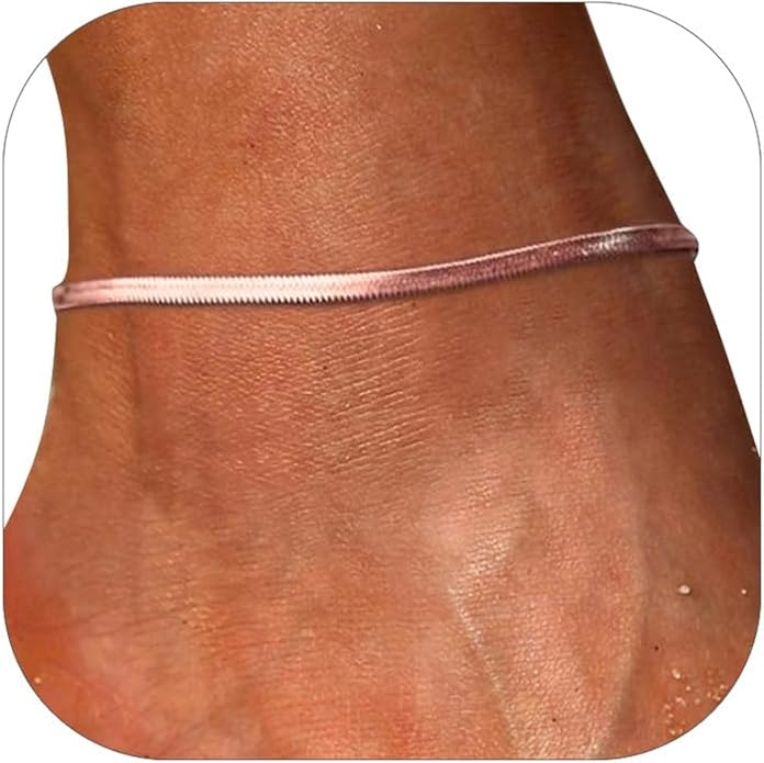 FOCALOOK 14K Gold Plated Anklets for Women Waterproof Plus Size Ankle Bracelet 8.5-10.5 Inch Adjustable Mariner/Figaro/Flat Snake/Cuban Link Chain Anklet Jewelry for Summer Beach Holiday