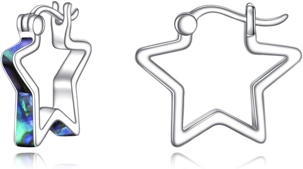 Sterling Silver Hoop Earrings Small Hoop Sun/Leaf/Triangle Huggie Earrings for Women Hypoallergenic