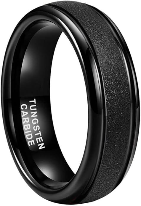 TUTISS 6mm 8mm Black/Gold/Rose Gold/White Tungsten Rings for Men Women Fashion Engagement Wedding Bands Sandblasted Finish I Love You Engraved Comfort Fit