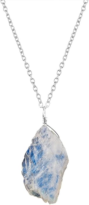 Raw Multi Gemstone Pendant Necklace for Women, Healing Crystal Chakra Stone Birthstone, 925 Sterling Silver Birthday Christmas Gifts for Her
