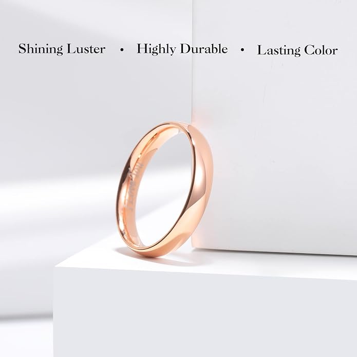 King Will 316L Stainless Steel Wedding Band for Men Women-2-8mm Width Wedding Ring in Black/Sliver/Gold Plated Laser I Love You High Polished Dome Style Promise Ring Comfort Fit Size 4-15