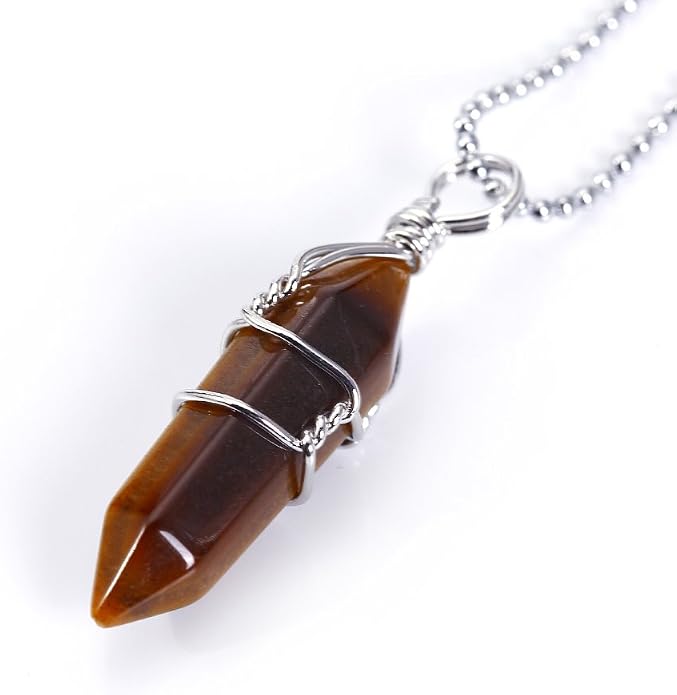 BRCbeads Gorgeous Faceted Handmade Wire Wrap Healing Point Chakra Pendant Variation Colors and Material for Necklace Making