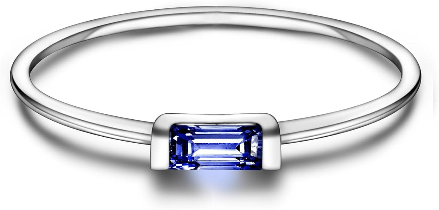 Helonley S925 Sterling Silver Birthstone Stackable Rings for Women Mother with Cubic zirconium Mom Ring Mother's Day Jewelry Gifts for Wife