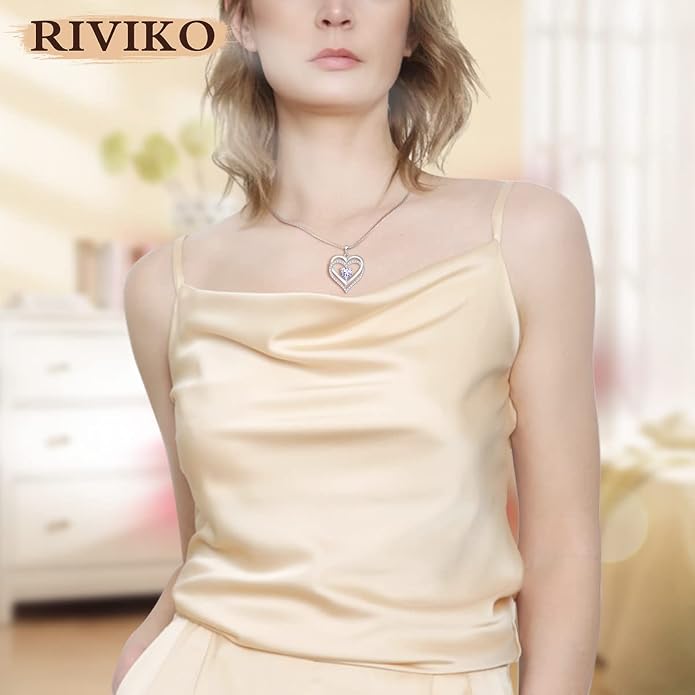 RIVIKO Infinity Heart Symbol Necklace for Women 925 Sterling Silver Love Heart Pendant Mothers Day Anniversary Birthday Christmas Jewelry Gifts for Women Mom Wife Sister Her Friends