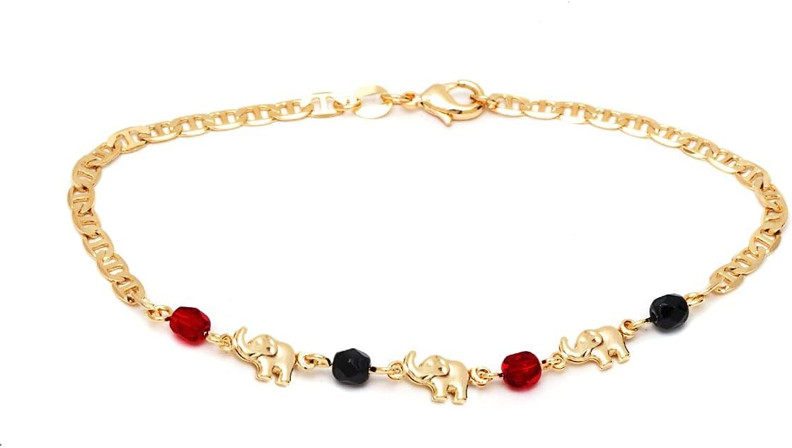 Barzel 18K Gold Plated Elephant Anklet For Women - Made In Brazil