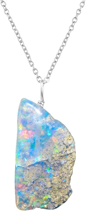Raw Gemstone Dainty Pendant Necklace for Women, Trendy Healing Chakra Crystal, Birthstone Handmade 925 Sterling Silver Adjustable 18 inch Chain Jewelry, Birthday Gifts