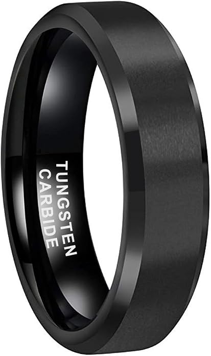 TUTISS 6mm 8mm Tungsten Rings for Men Women Fashion Engagement Wedding Bands Matte Finish Beveled Edges Comfort Fit