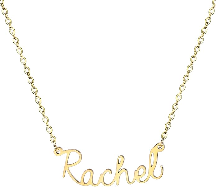 MOMOL 18K Gold Plated Stainless Steel Name Necklace Personalized Custom Name Necklace Customized Nameplate Necklace for women