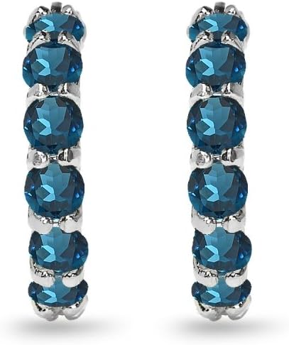 Sterling Silver Genuine, Simulated or Created Gemstone Small Round 18mm Huggie Hoop Earrings for Women